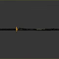 Samurai Katana With Black Scabbard And Golden Accents On Reflective Surface