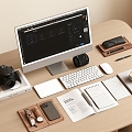 Office Supplies Desktop Computer Computer Books Keyboard Mobile Phone Mouse Camera 3d model