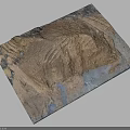 Natural Square Panel With Earthy Brown Texture And Blue Accent Areas On Dark Surface 3d model