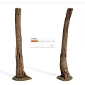 Natural Tree Trunks With Stone Bases Standing Vertically On White Background 3d model