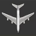 Modern Passenger Airplane Design With White Body Blue Tail Fin And Four Engines