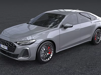 Silver Modern Sedan With Sleek Front Design And Red Brake Calipers Sporty Wheels 3d model Silver Modern Sedan With Sleek Front Design And Red Brake Calipers Sporty Wheels 3d model