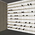 Modern Wall Wine Rack With Multiple Shelves And Arranged Bottles 3d model