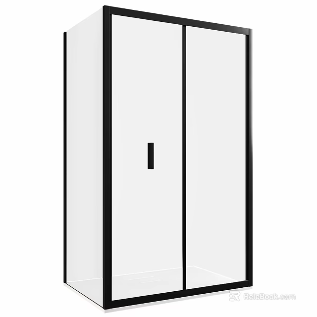 Modern Shower Sauna Interior With Transparent Glass Door And Black Frame 3d model 