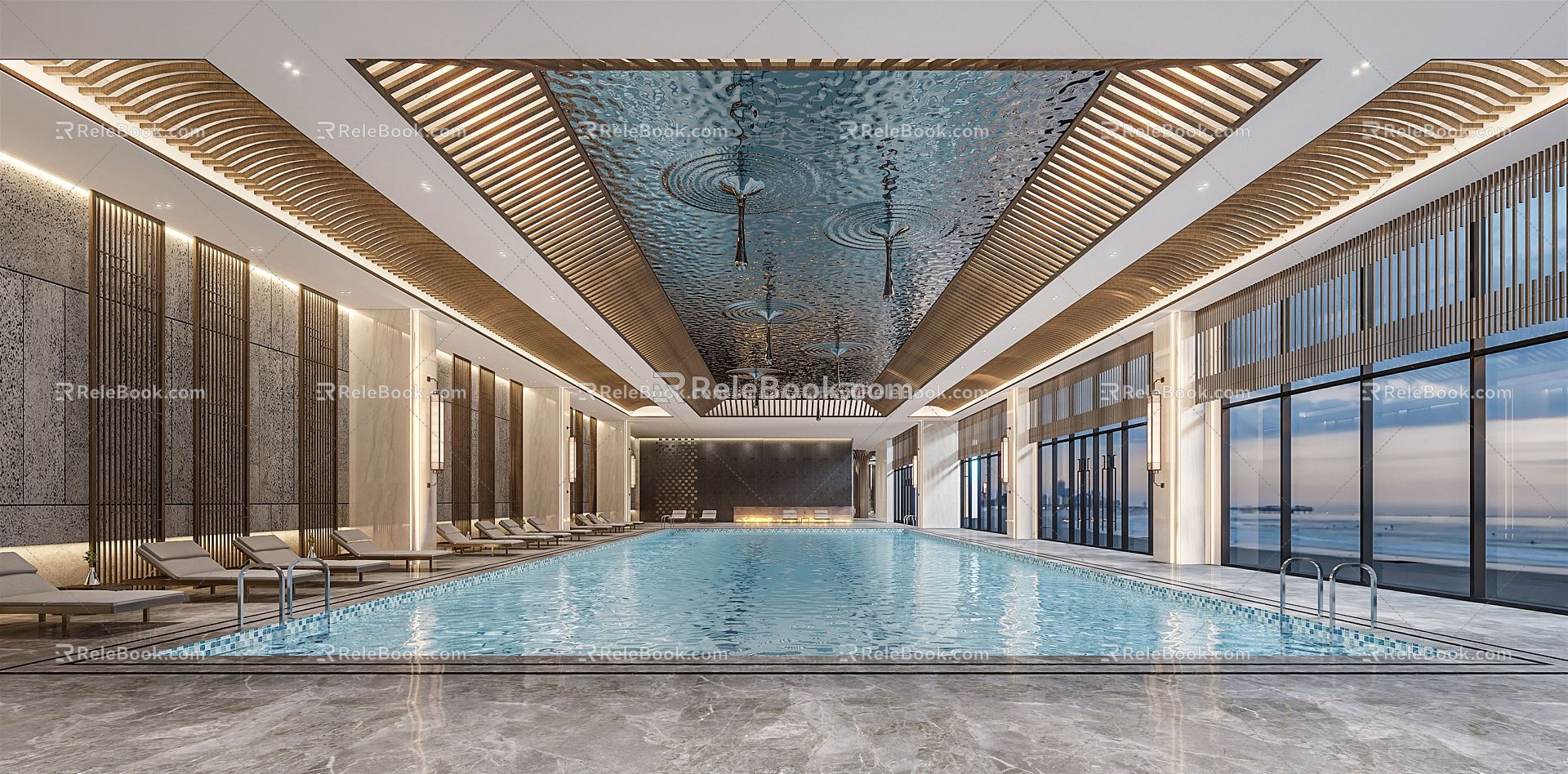 New Chinese Swimming Pool 3d model