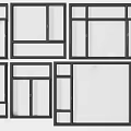 Various Window Frame Designs With Different Panel Configurations And Styles 3d model