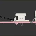 Pink Pilates Reformer Equipment With White Cushion And Metal Frame For Home Fitness Workouts