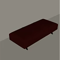 Red Leather Three Seat Sofa Bench With Modern Black Legs Design 3d model
