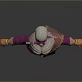 Elderly Woman in Purple Sari with Decorative Headpiece Smiling Arms Outstretched
