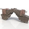 Ruined Historical Arch Building Structure With Red Brick And Stone Walls