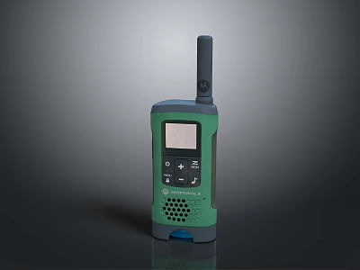 Green Handheld Tactical Weapon With Antenna Screen Keypad And Speaker Grill 3d model