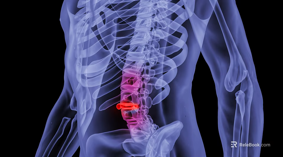 Medical Device Spine Implant Visualized In X ray Medical Imaging Of Human Vertebrae 3d model 