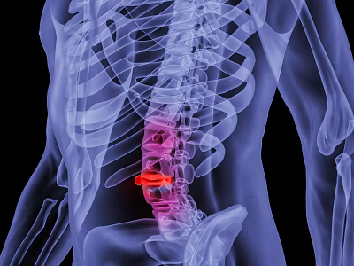 Medical Device Spine Implant Visualized In X ray Medical Imaging Of Human Vertebrae 3d model