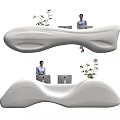 Modern Company Reception Area Bar Reception Desk 3d model