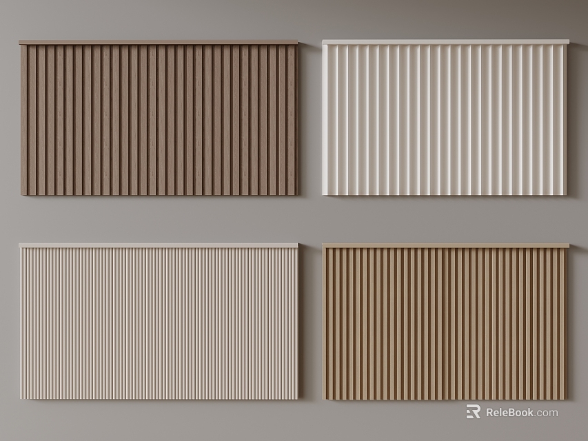 Wooden Wall Panels In Various Colors With Vertical Slat Design For Interior Decoration 3d model 