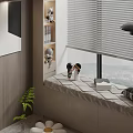 Bay Window Cushion Bay Window Cabinet Floating Window Sill 3d model