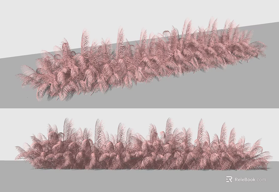 Pink Feathery Floral Installation Long Strip Design for Elegant Decorative Event 3d model 