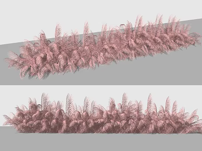 Pink Feathery Floral Installation Long Strip Design for Elegant Decorative Event 3d model