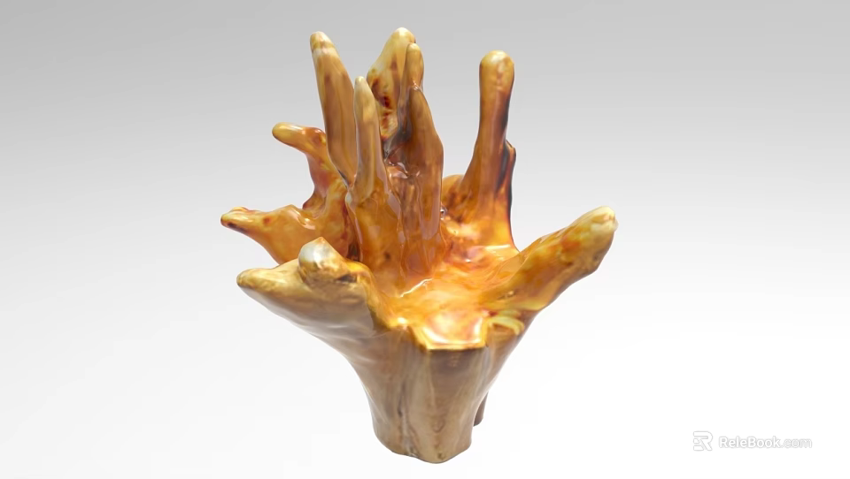 Unique Natural Wood Stool With Irregular Stump Shape And Artistic Texture 3d model 
