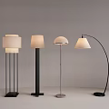 Modern Floor Lamps In Various Styles With Different Shades And Metal Bases