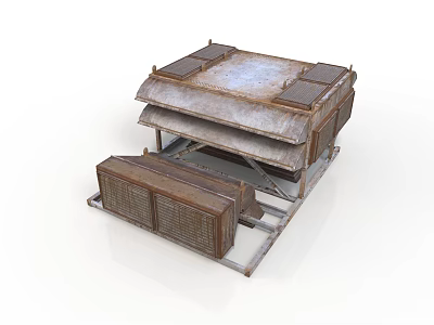 Industrial Equipment With Layered Metal Structure And Rustic Grille Panels Design 3d model