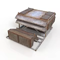 Industrial Equipment With Layered Metal Structure And Rustic Grille Panels Design