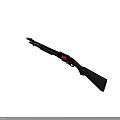 Detailed Close Up View Of Black Tactical Shotgun With Double Barrel And Shell Holder