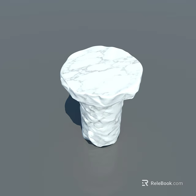 White Marble Round Table With Natural Textured Surface And Unique Base Design 3d model 
