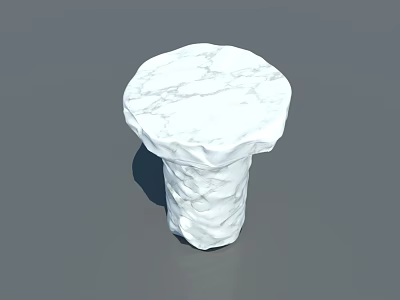 White Marble Round Table With Natural Textured Surface And Unique Base Design 3d model