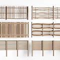 Modern Wooden Railing Designs With Horizontal Vertical Slat And Pattern Variations 3d model