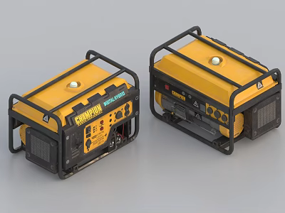 Portable Yellow Industrial Generators Featuring Black Frames And Control Panels 3d model