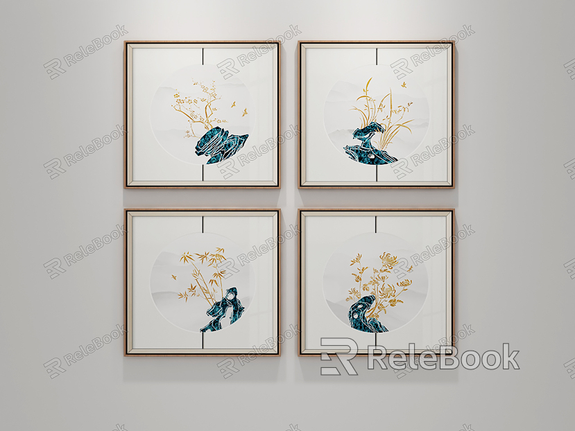 New Chinese Plant Painting Plant Decorative Painting model