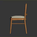 Modern Minimalist Wooden Single Chair With Curved Backrest Upholstered Seat And Straight Legs