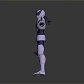 Fantasy Warrior Character in Purple Silver Armor with Arms Outstretched Stance 3D Model Design