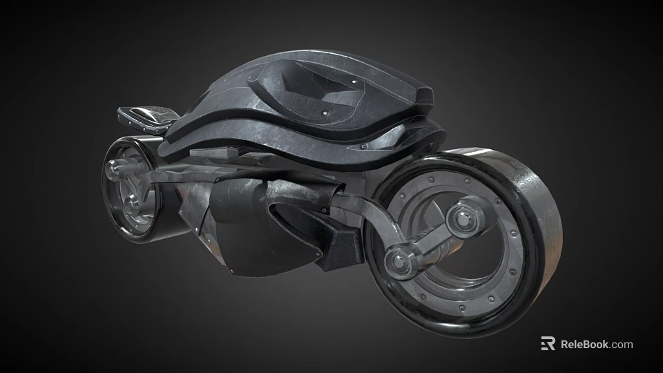 Futuristic Motorcycle With Sleek Black Body Metallic Finish And Unique Wheel Structure 3d model 