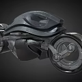 Futuristic Motorcycle With Sleek Black Body Metallic Finish And Unique Wheel Structure