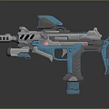 Advanced Futuristic Sci Fi Weapon With Blue Green And Silver Design Features