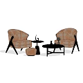 Comfortable Leisure Sofa Set With Two Armchairs Coffee Table And Ottoman 3d model