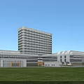 Modern Hospital Building Architectural Design With Glass Curtain Walls And High Rise Structures