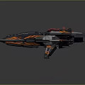 Futuristic Sci-Fi Spaceship Design With Sleek Structure And Vibrant Orange Details