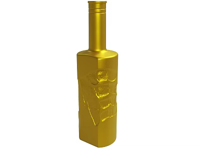 Elegant Golden Metal Bottle Featuring Intricate Carved Patterns And Smooth Surface 3d model