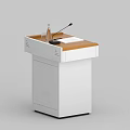 Modern Wooden Top Podium With White Base Microphone Drawer And Glass