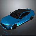 Blue Sports Car With Black Roof Sporty Design Sleek Body Red Brake Calipers Reflective Surface