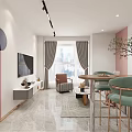 Elegant Modern Apartment Interior With Open Layout Staircase Living Room And Kitchen