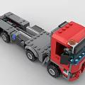 Detailed Building Blocks Truck Model With Red Black Cab And Headlights