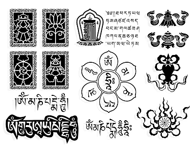 Traditional Cultural Silhouette Art Showcasing Lotus Figures And Symbolic Characters 3d model