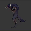 Mythical Wolf Headed Man Figure With Open Arms And Ornate Arm Leg Bands