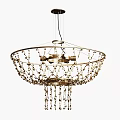 Modern Elegant Chandelier With Gold Frame And Hanging Crystal Beads 3d model