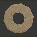 Outdoor Garden Ornament With Circular Stone And Brick Design Structure