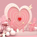Pink Themed Interactive Area With Heart Shape Decorations Arrow Flamingo And Stars